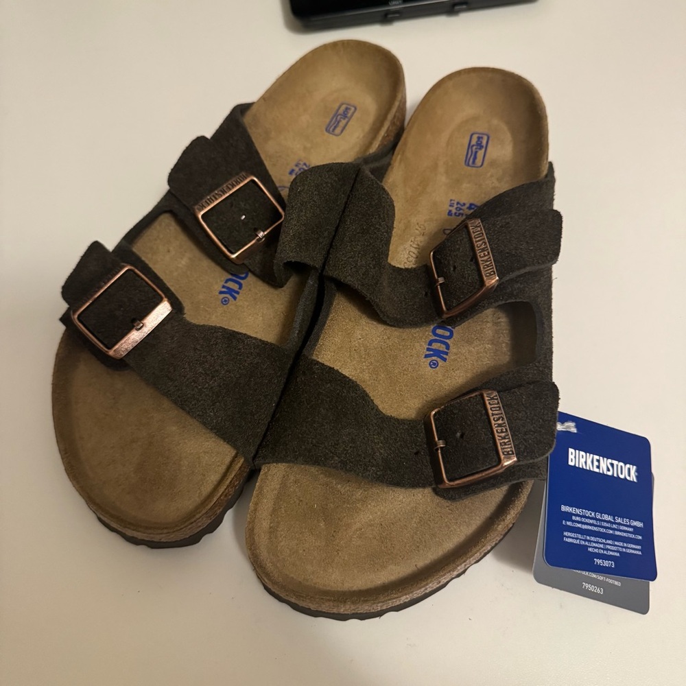 Birkenstock Arizona Suede Sandal - Mocha Brown Leather Sz 41 Men’s 8 Women’s 10